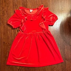 Crewcuts Vibrant Red Velvet Dress